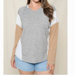 Doe and Rae COLOR BLOCK KNIT TOP